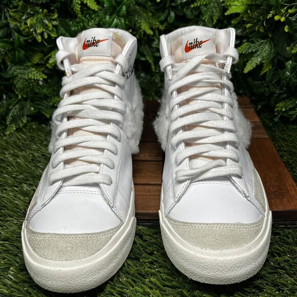 NIKE BLAZER Men 11.5 Mid 77 Custom White Leather Sneakers BQ6806-101 Unique 1493 - Picture 7 of 14